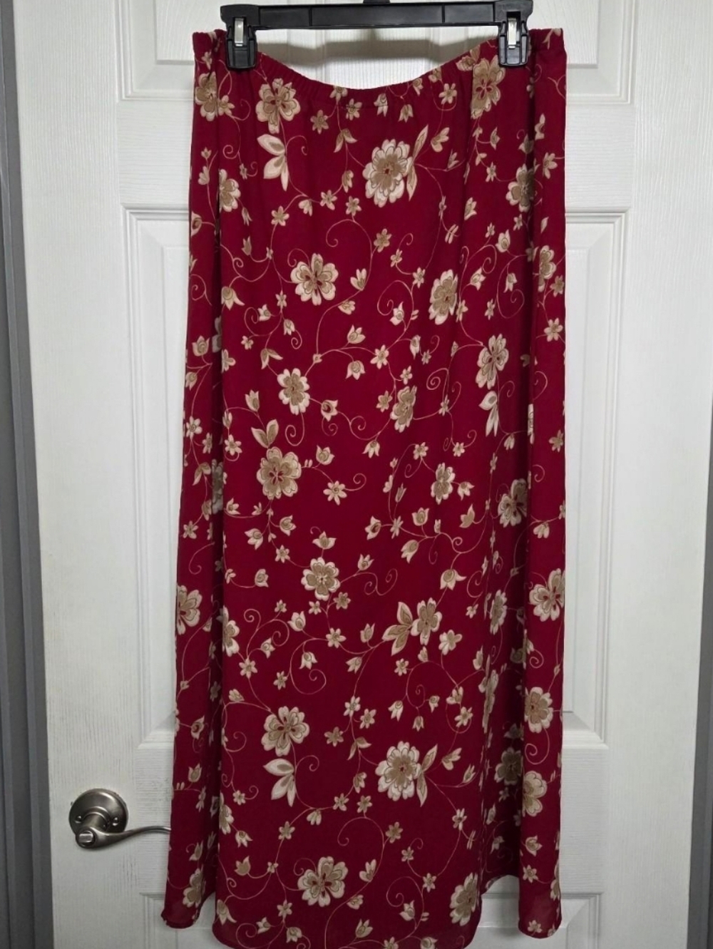 Wine & Tan Floral Maxi Skirt 90s Fairy Cottagecore Western Boho Whimsigoth Large